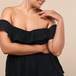 Lulus Black Pleated Off-the-Shoulder Maxi Dress - Size 1X - NWOT